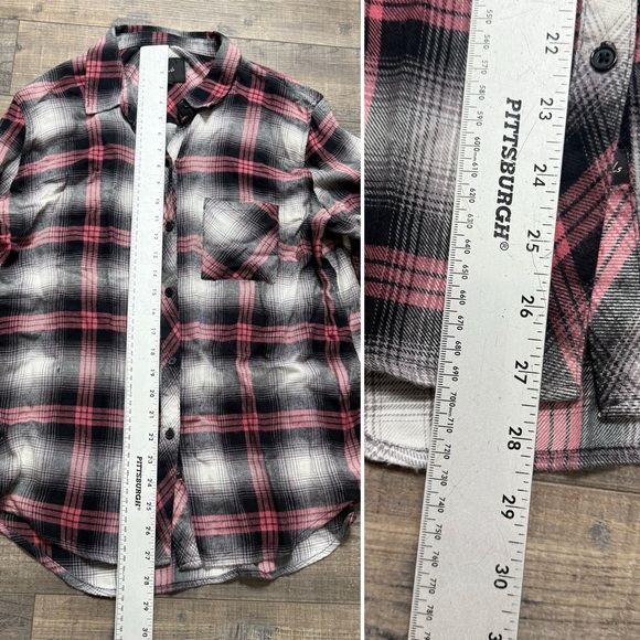 Rails Casual Plaid Shirt Hunter Black Taffy Button Down Long Sleeve Women Large - Picture 5 of 8
